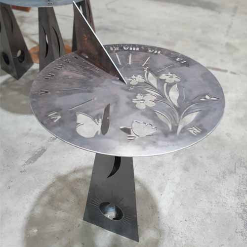 Sundial Functional Metal Flowers & Butterfly on Stand Top View