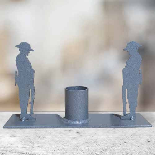 Twin Soldier Pencil Holder - Hammertone Silver