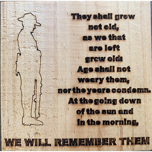 Soldier with Ode Magnet - Remembrance - Wood