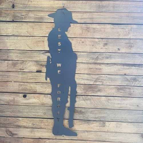 Lest We Forget Standing Soldier Metal Wall Art