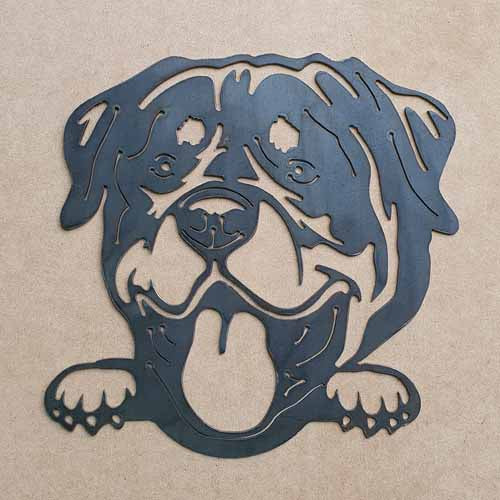 Dog Silhouette Rottiehead Rottweiler Head Metal Art