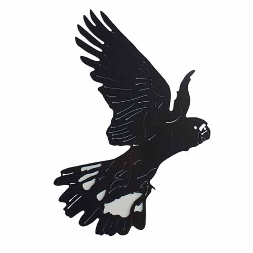 White-Tailed Black Cockatoo Metal Garden Art
