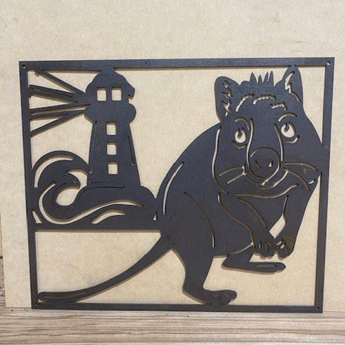 Quokka & Lighthouse in Frame - Powder Coated Black