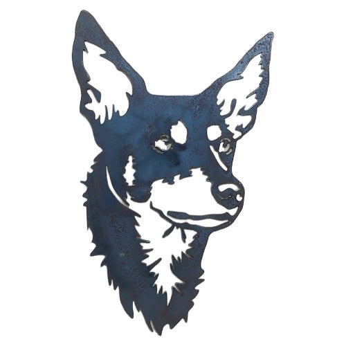 Australian Kelpie Dog Head Metal Art No Background