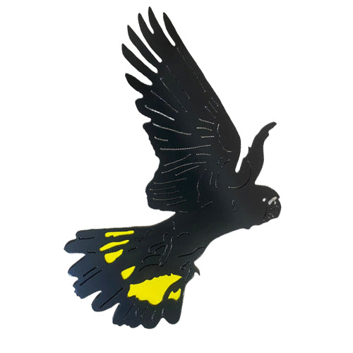 Yellow-Tailed Black Cockatoo Metal Garden Art
