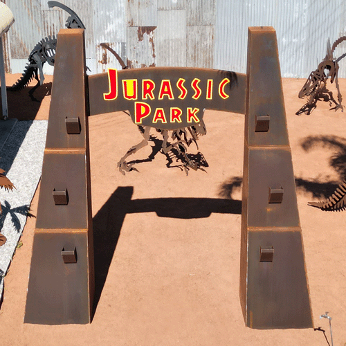 Jurassic Park Entrance Large Metal Art - Raw Finish on Angle