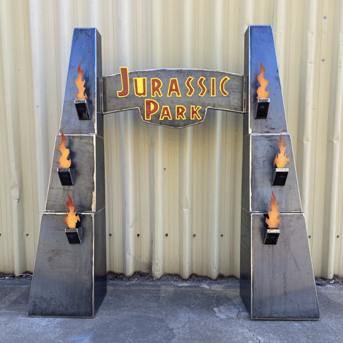 Jurassic Park Entrance - Medium Metal Art - Raw Finish