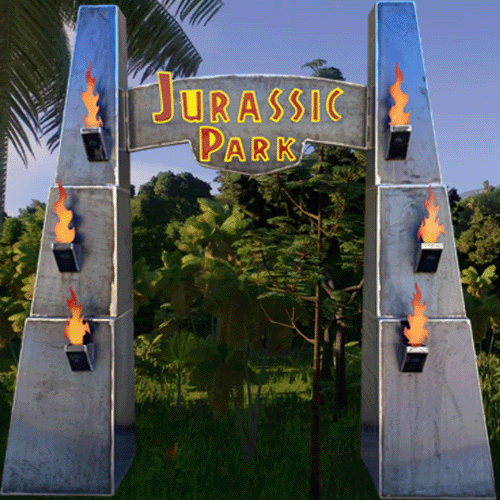 Jurassic Park Entrance - Medium Metal Art - Raw Finish