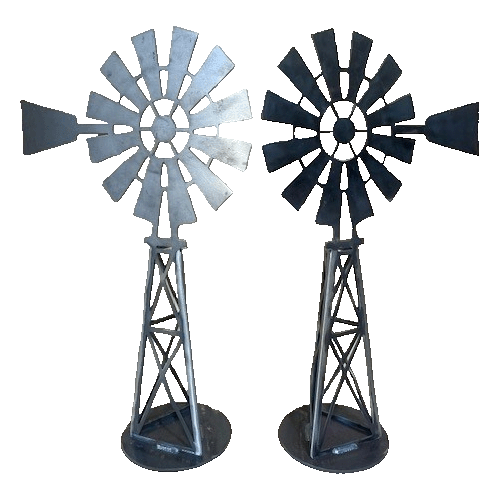 Southern Cross Windmill 3d Metal Garden Art - Raw Finish Left & Right Facing Images