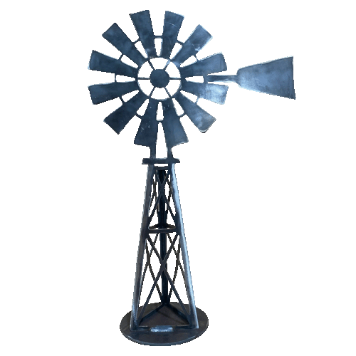Southern Cross Windmill 3d Metal Garden Art - Raw Finish Right Facing Straight On