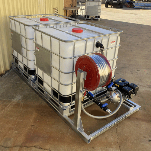 Firefighting Unit - Fire Skid Unit with 2 x IBC's Petrol Pump, Tank, Skid & Hose
