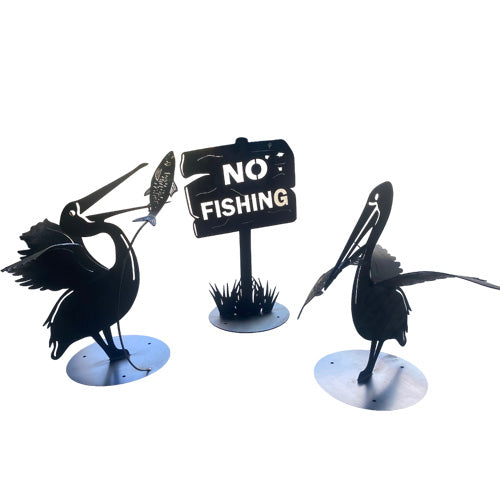 Metal 'No Fishing' Sign - Complementary to Pelican Metal Art - Raw Finish