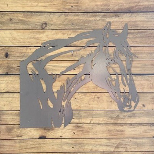 Horse Head Metal Wall Art - Raw Finish
