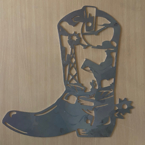 Cowboy Boots Wall Art – Raw Metal Sign