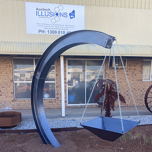 H Beam Swinging Fire Pit - Raw Steel - Firepit