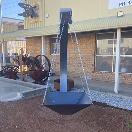 H Beam Swinging Fire Pit - Raw Steel - Firepit