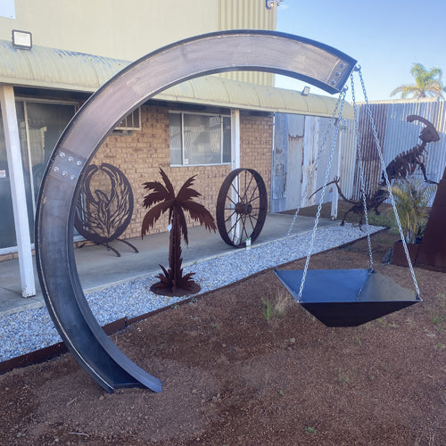 H Beam Swinging Fire Pit - Raw Steel - Firepit