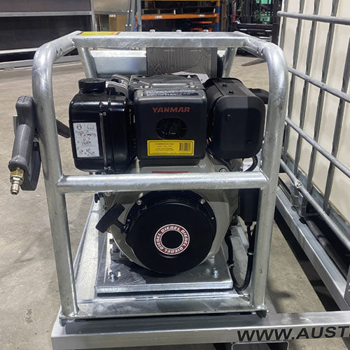 Pressure Washer Skid 10hp Yanmar Diesel Unit + Electric Start + Comet Plunger Pump, IBC & 15m Retractable Hose