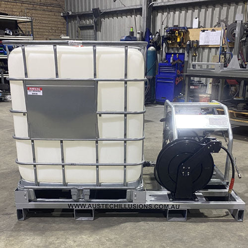 Pressure Washer Skid 10hp Yanmar Diesel Unit + Electric Start + Comet Plunger Pump, IBC & 15m Retractable Hose