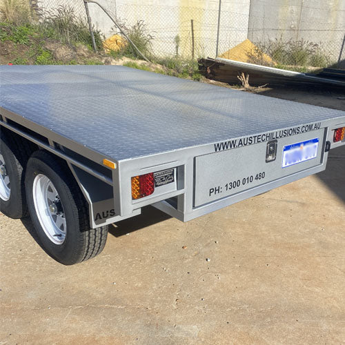 10x6 Tandem Flat Top Trailer 2 Tonne with Rear Draw Lock & Spare Tyre