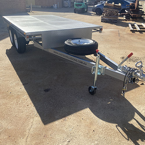 10x6 Tandem Flat Top Trailer 2 Tonne with Rear Draw Lock & Spare Tyre