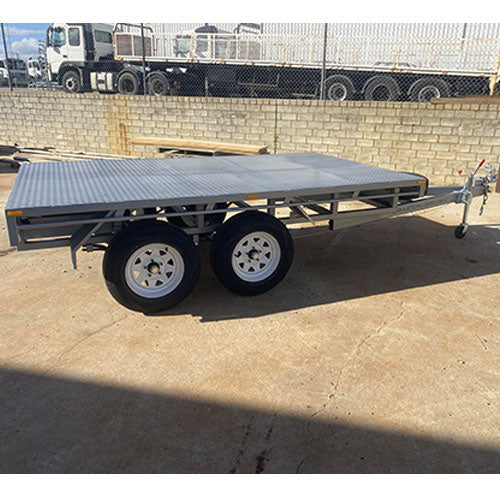 10x6 Tandem Flat Top Trailer 2 Tonne with Rear Draw Lock & Spare Tyre