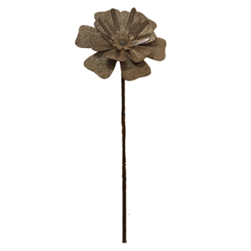 Flower - Daisy on Stake - Metal Art - Raw Finish