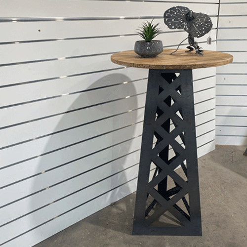 Bar Table Steel Base with Wood Top