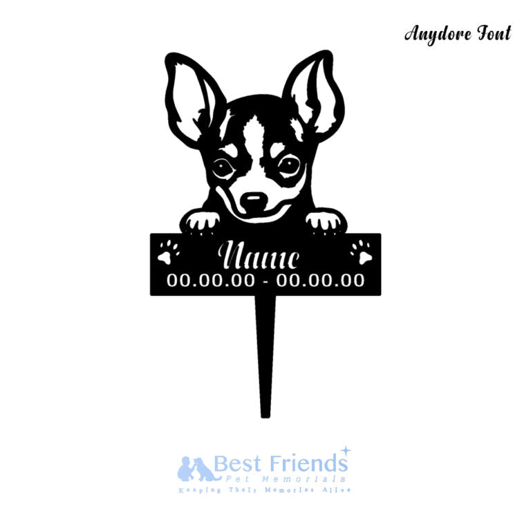 Chihuahua Metal Pet Memorial Garden Stake