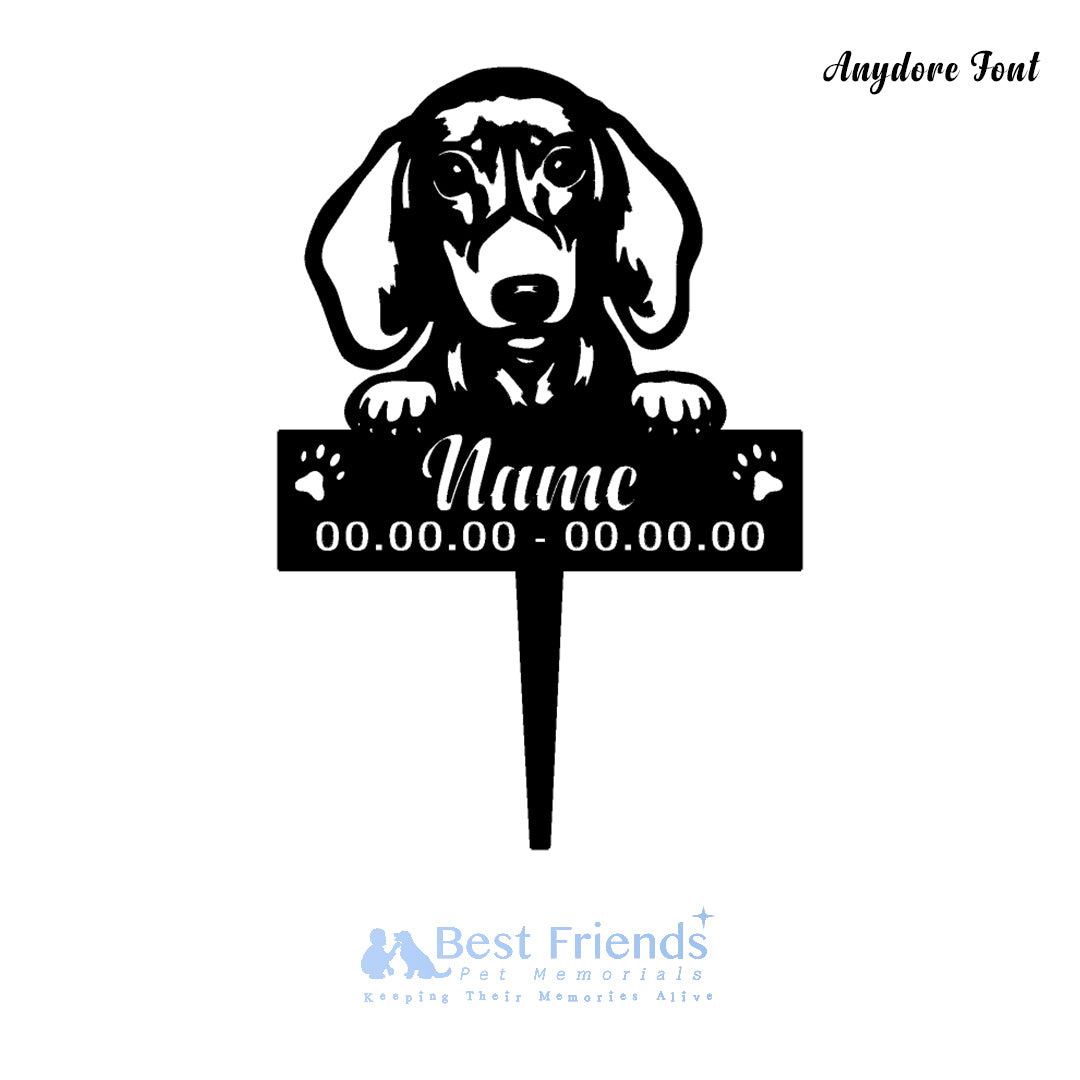 Mini Daschshund Metal Pet Memorial Garden Stake