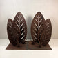 Cane Leaf Garden Sculpture with 3 Leaves on Square Base - Pair