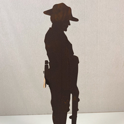 Soldier Silhouette on Base - 700mm High Raw Finish - Metal Art