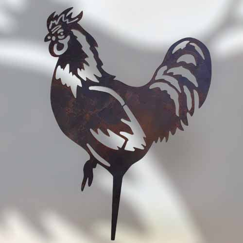 Rooster Metal Garden Stake 