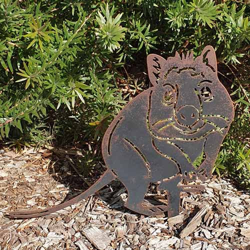 Quokka Metal Garden Art in Bush Setting