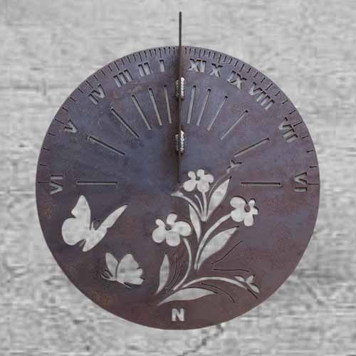Sundial Metal - Flowers and Butterfly No Stand Perth Region