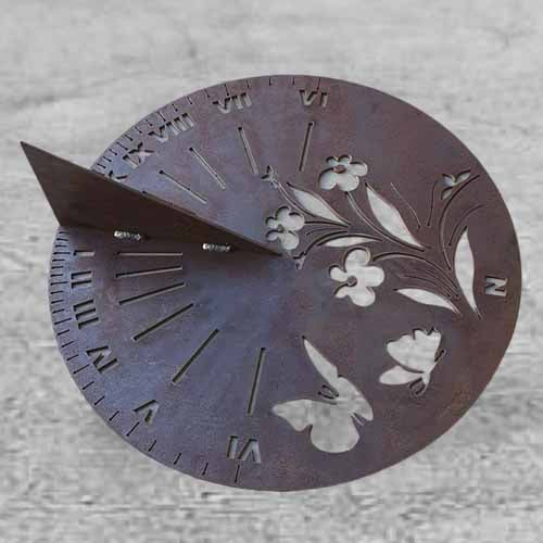 Sundial Metal - Flowers and Butterfly No Stand Perth Region on angle