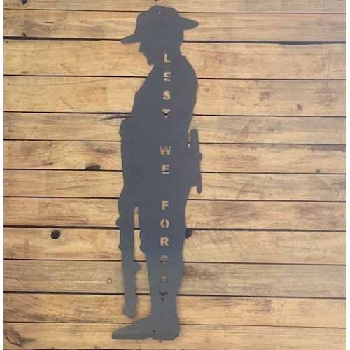 Lest We Forget Standing Soldier Metal Wall Art