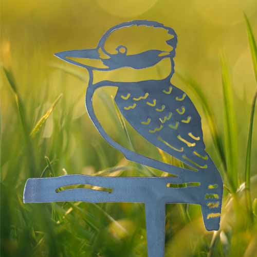 Kookaburra Metal Garden Stake in Bush Setting