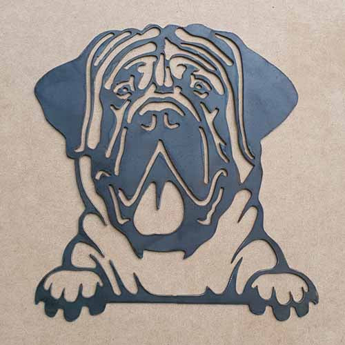 Metal Dog Silhouette - Mastiff Head