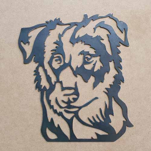 Metal Dog Silhouette - Collie Head - Raw Finish 