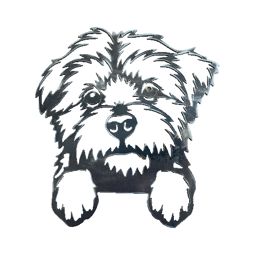 Metal Dog Silhouette - Maltese Shih Tzu Head - Metal Art - Raw Finish