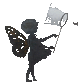3d Metal Fairy with a net catching a butterfly