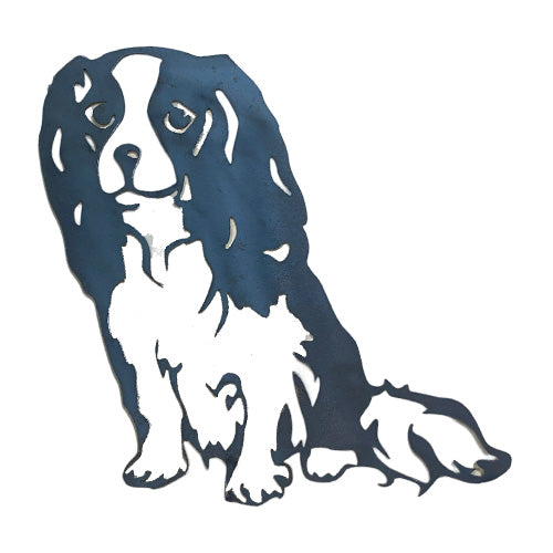 King Charles Cavalier Silhouette - Metal Art Raw Finish No Background
