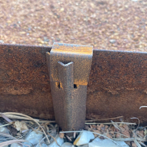 Corten Steel Garden Stake with Clip Close Up