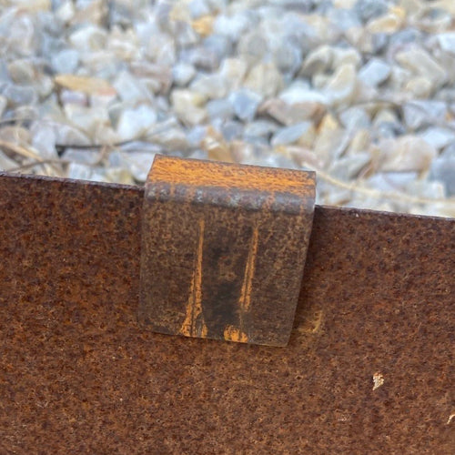 Corten Steel Garden Stake with Clip Close Up Front