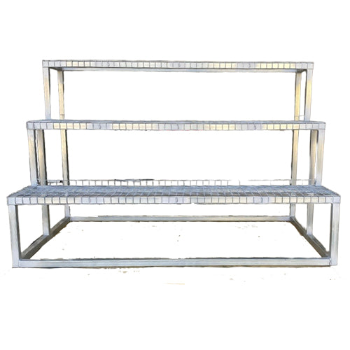 Plant Stand 3 Tier Galvanised Metal Heavy Duty - Front View