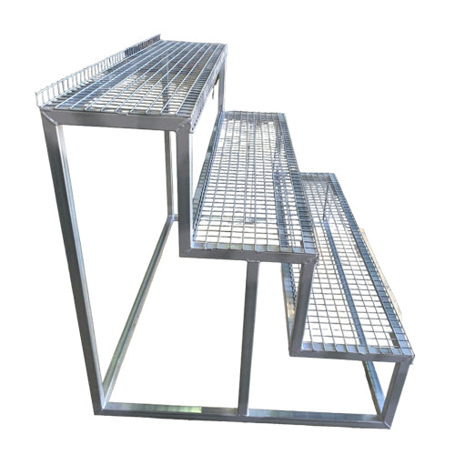 Plant Stand 3 Tier Galvanised Metal Heavy Duty - Side View