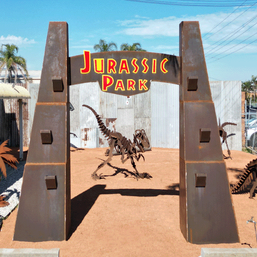 Jurassic Park Entrance Large Metal Art - Raw Finish