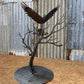 Red-Tailed Black Cockatoo 3D in Tree with Round Base - Raw Finish Metal Art