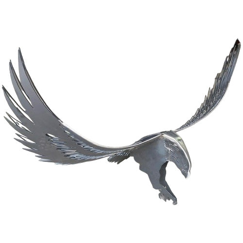 3D Metal Eagle Sculpture Landing on Log - Small - Raw Finish 